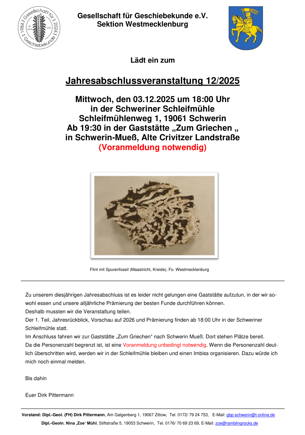 Ankündigung Jahresabschluß 2025